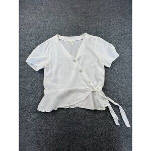 H&M White Button Down Wrap Shirt